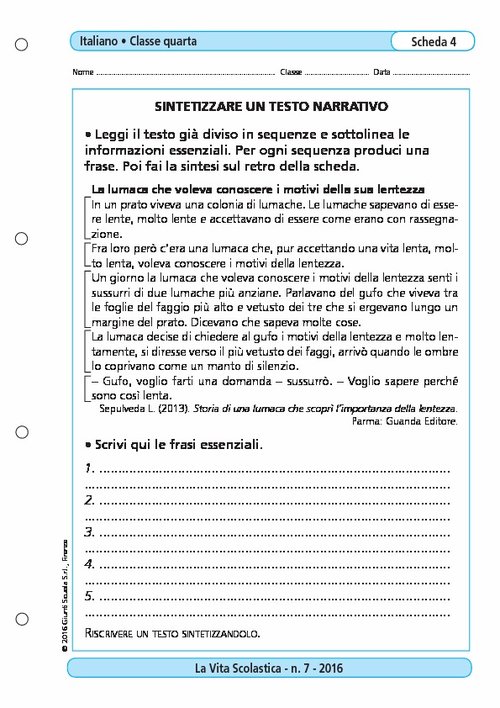 Sintetizzare un testo narrativo | Giunti Scuola Sintetizzare un testo narrativo | Giunti Scuola