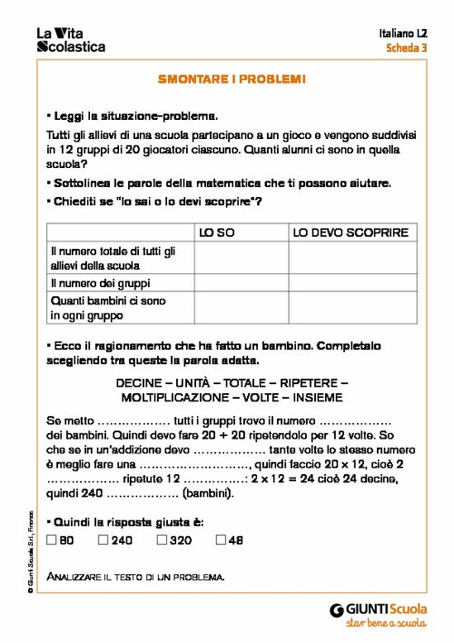 Smontare i problemi | Giunti Scuola