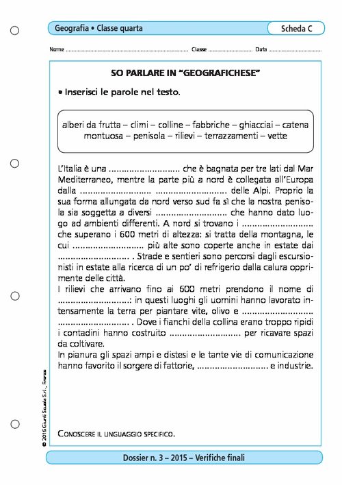 So parlare in "geografichese" | Giunti Scuola So parlare in "geografichese" | Giunti Scuola