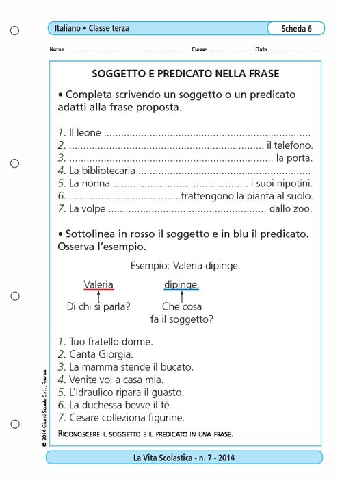 Soggetto e predicato nella frase | Giunti Scuola Soggetto e predicato nella frase | Giunti Scuola