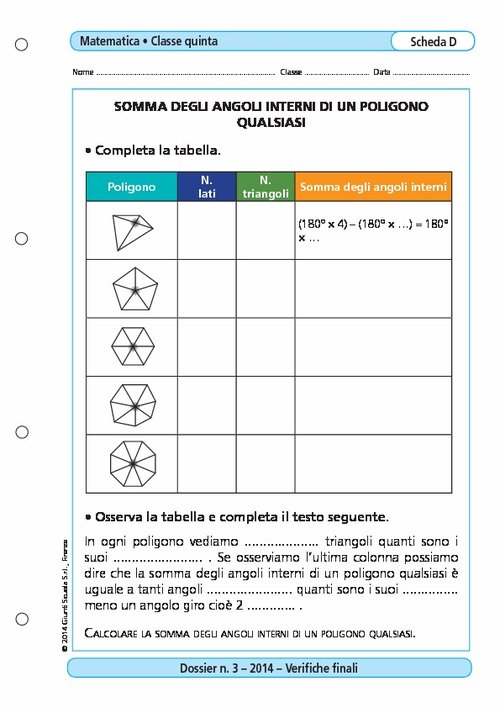 Somma degli angoli interni di un poligono qualsiasi | Giunti Scuola Somma degli angoli interni di un poligono qualsiasi | Giunti Scuola