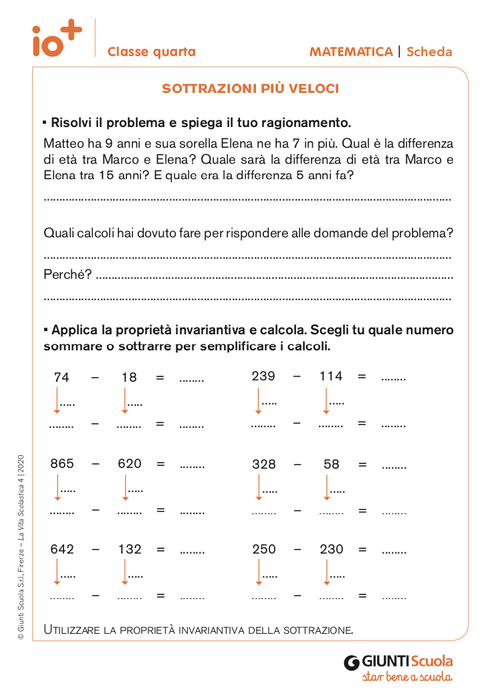 Sottrazioni più veloci | Giunti Scuola Sottrazioni più veloci | Giunti Scuola