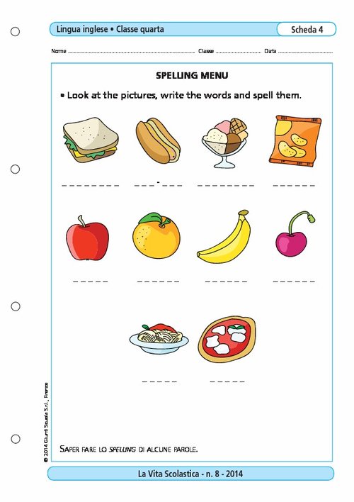 Spelling menu | Giunti Scuola Spelling menu | Giunti Scuola