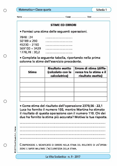 Stime ed errori | Giunti Scuola Stime ed errori | Giunti Scuola