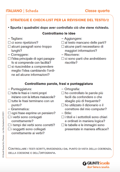 Strategie e check-list per la revisione del testo/2 | Giunti Scuola Strategie e check-list per la revisione del testo/2 | Giunti Scuola
