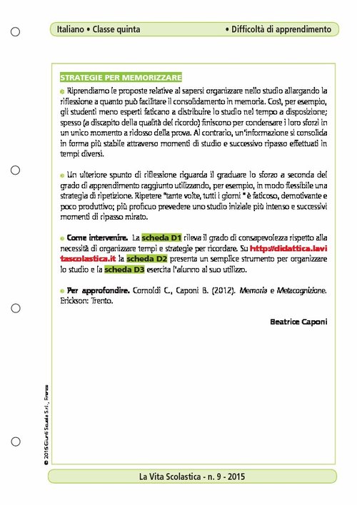 Strategie per memorizzare | Giunti Scuola Strategie per memorizzare | Giunti Scuola