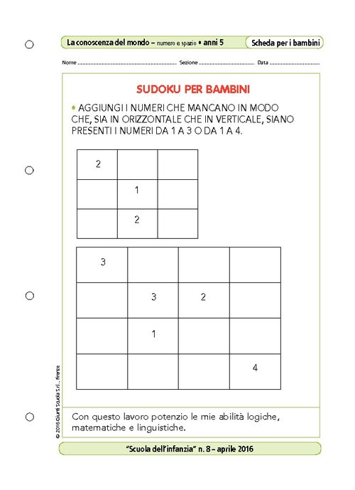 Sudoku per bambini | Giunti Scuola Sudoku per bambini | Giunti Scuola