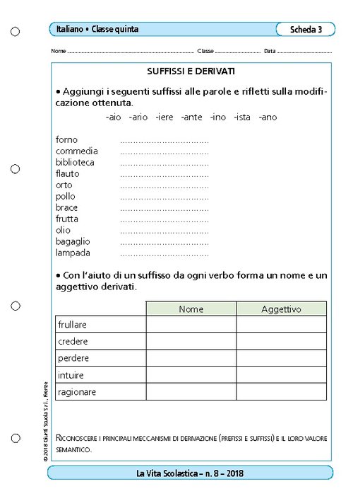 Suffissi e derivati | Giunti Scuola Suffissi e derivati | Giunti Scuola