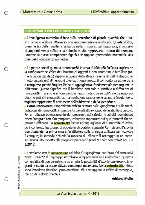 Sviluppare i precursori del calcolo | Giunti Scuola Sviluppare i precursori del calcolo | Giunti Scuola