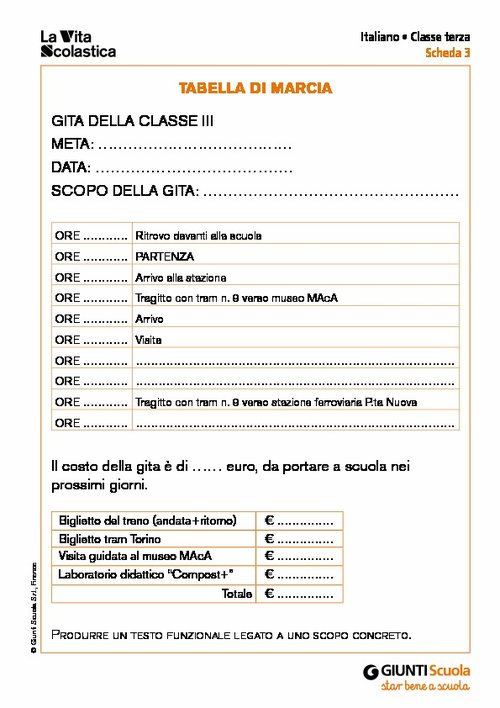 Tabella di marcia | Giunti Scuola Tabella di marcia | Giunti Scuola