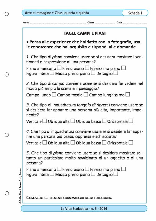 Tagli, campi e piani | Giunti Scuola Tagli, campi e piani | Giunti Scuola