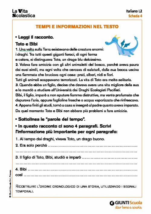 Tempi e informazioni nel testo | Giunti Scuola Tempi e informazioni nel testo | Giunti Scuola