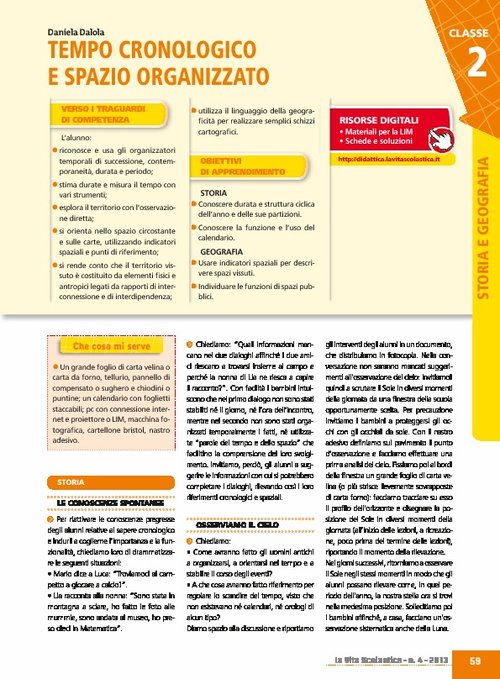 Tempo cronologico e spazio organizzato | Giunti Scuola Tempo cronologico e spazio organizzato | Giunti Scuola