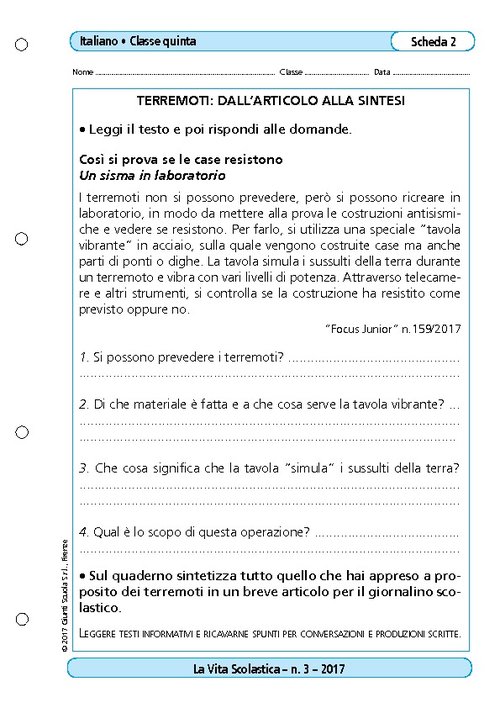 Terremoti: dall'articolo alla sintesi | Giunti Scuola Terremoti: dall'articolo alla sintesi | Giunti Scuola
