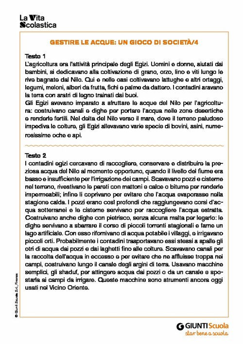Testi: l’uso dell’acqua nel passato | Giunti Scuola Testi: l’uso dell’acqua nel passato | Giunti Scuola