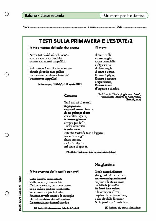 Testi sulla primavera e l'estate/2 | Giunti Scuola Testi sulla primavera e l'estate/2 | Giunti Scuola