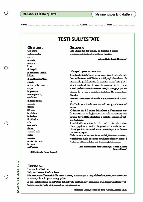 Testi sull'estate | Giunti Scuola Testi sull'estate | Giunti Scuola
