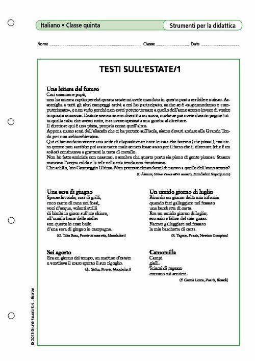 Testi sull'estate/1 | Giunti Scuola Testi sull'estate/1 | Giunti Scuola