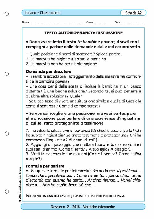 Testo autobiografico: discussione | Giunti Scuola Testo autobiografico: discussione | Giunti Scuola