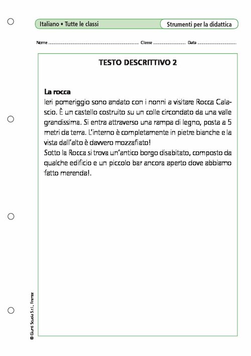 Testo descrittivo/2 | Giunti Scuola Testo descrittivo/2 | Giunti Scuola