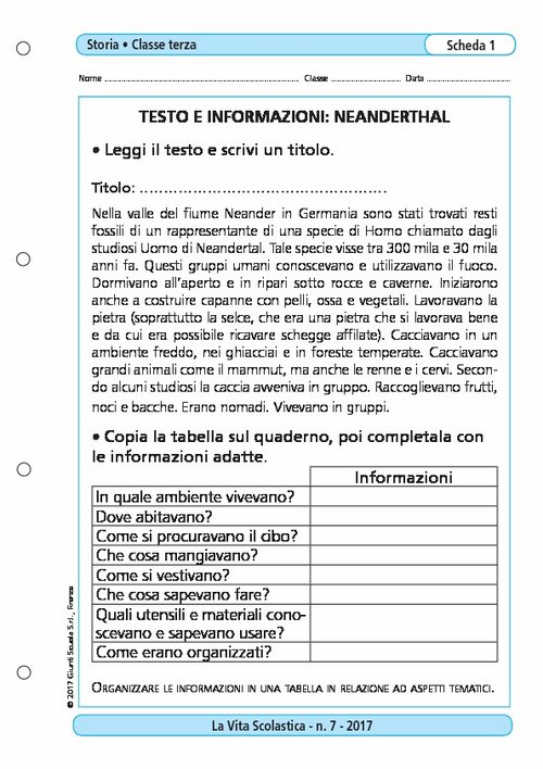 Testo e informazione: Neanderthal | Giunti Scuola Testo e informazione: Neanderthal | Giunti Scuola