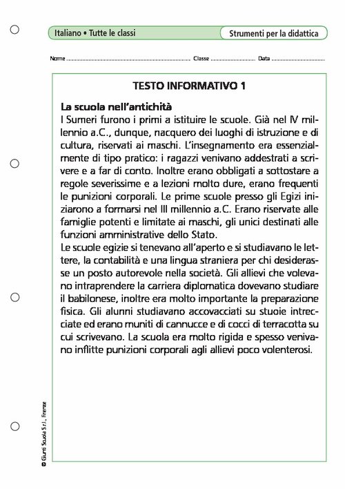 Testo informativo/1 | Giunti Scuola Testo informativo/1 | Giunti Scuola
