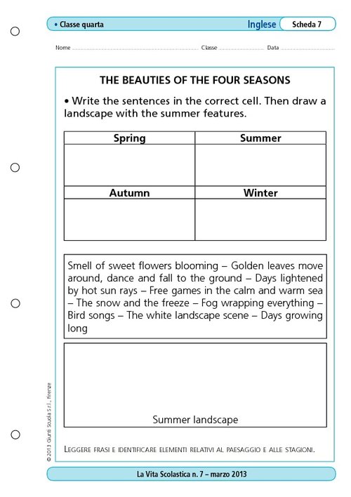 The beauties of the four seasons | Giunti Scuola The beauties of the four seasons | Giunti Scuola