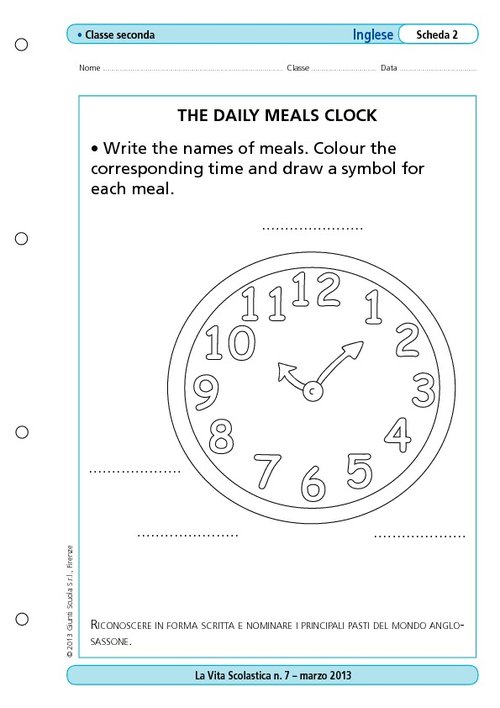 The daily meals clock | Giunti Scuola The daily meals clock | Giunti Scuola