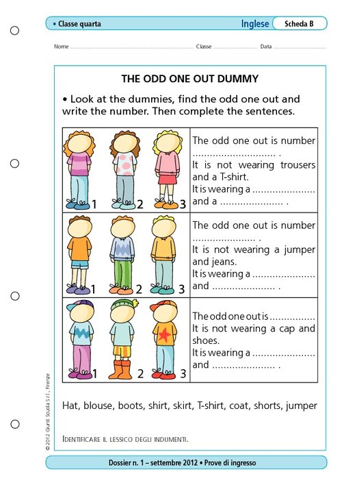 The odd one out dummy | Giunti Scuola The odd one out dummy | Giunti Scuola