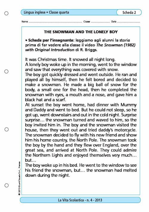 The snowman and the lonely boy | Giunti Scuola