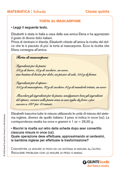 Torta al mascarpone | Giunti Scuola Torta al mascarpone | Giunti Scuola