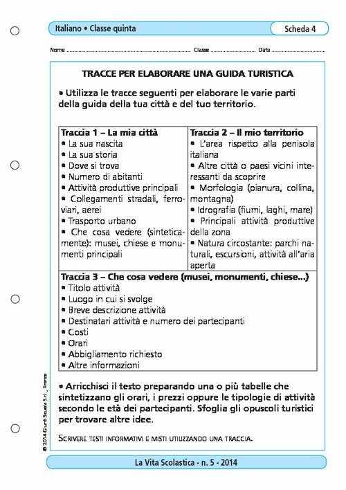 Tracce per elaborare una guida turistica | Giunti Scuola Tracce per elaborare una guida turistica | Giunti Scuola