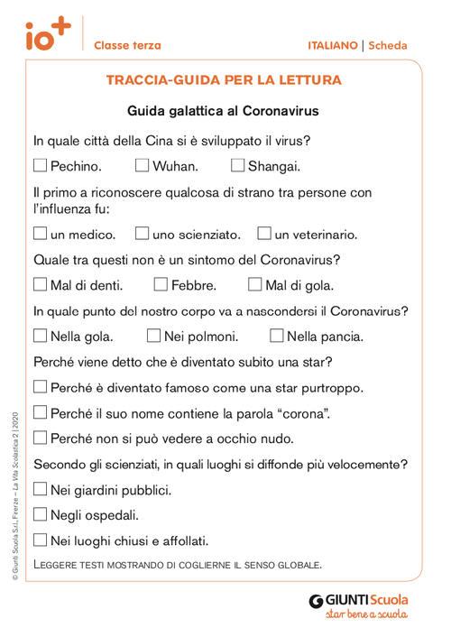 Traccia-guida per la lettura | Giunti Scuola