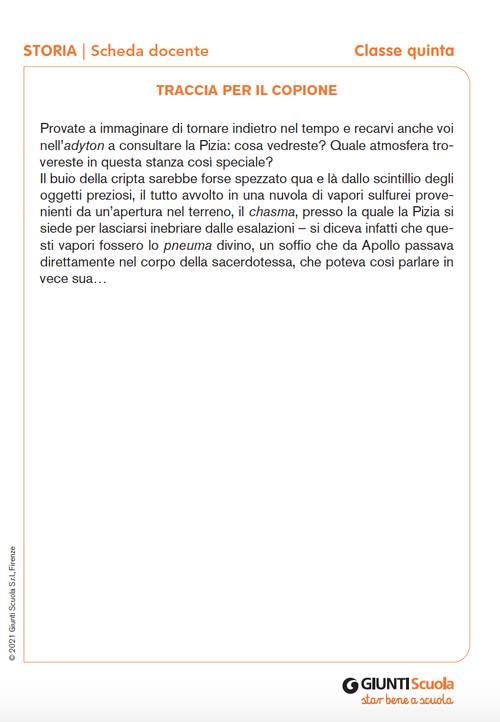 Traccia per il copione | Giunti Scuola