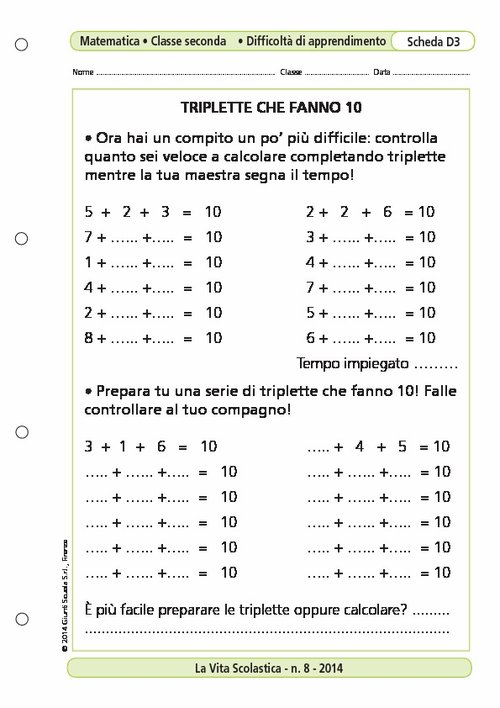 Triplette che fanno 10 | Giunti Scuola Triplette che fanno 10 | Giunti Scuola