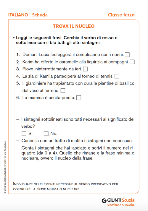 Trova il nucleo | Giunti Scuola Trova il nucleo | Giunti Scuola