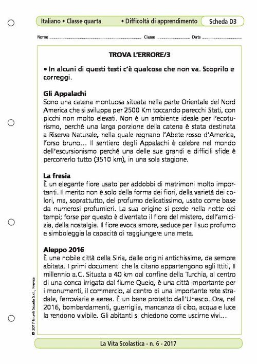 Trova l'errore/3 | Giunti Scuola Trova l'errore/3 | Giunti Scuola