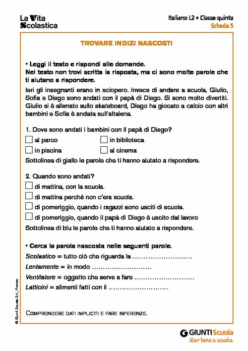 Trovare indizi nascosti | Giunti Scuola Trovare indizi nascosti | Giunti Scuola
