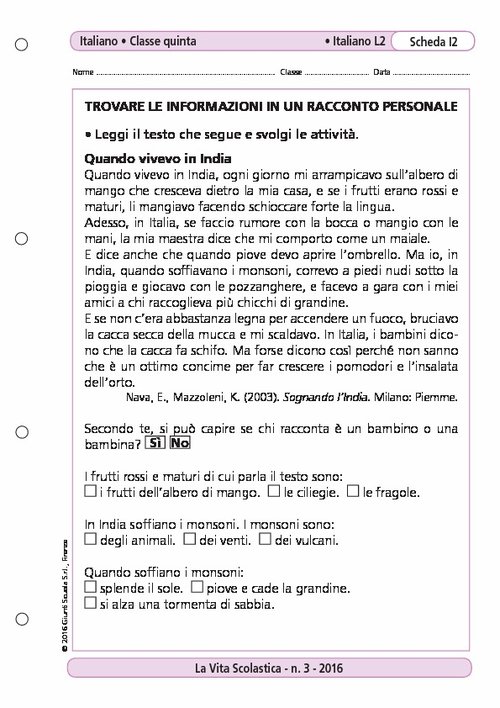 Trovare le informazioni in un racconto personale | Giunti Scuola Trovare le informazioni in un racconto personale | Giunti Scuola