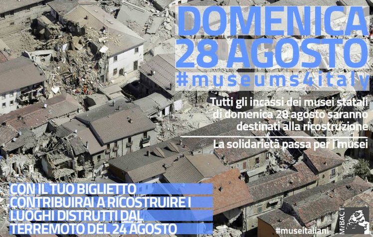 Tutti gli incassi dei musei statali della prossima domenica 28 agosto saranno destinati ai territori terremotati | Giunti Scuola