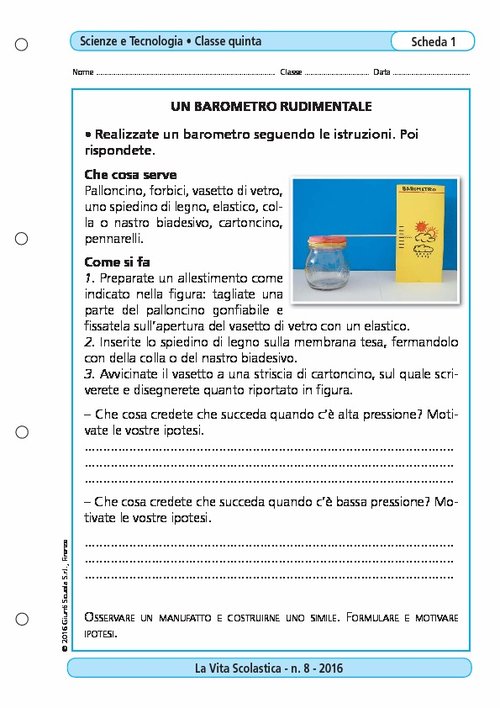 Un barometro rudimentale | Giunti Scuola Un barometro rudimentale | Giunti Scuola