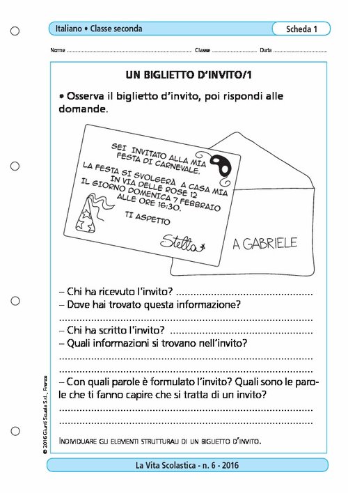 Un biglietto d'invito/1 | Giunti Scuola Un biglietto d'invito/1 | Giunti Scuola