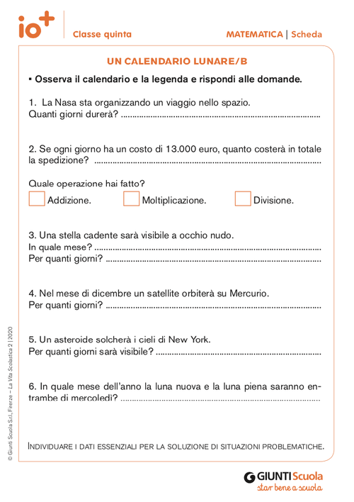 Un calendario lunare/B | Giunti Scuola