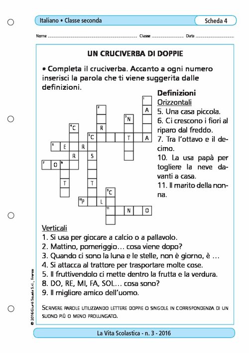 Un cruciverba di doppie Un cruciverba di doppie Giunti Scuola