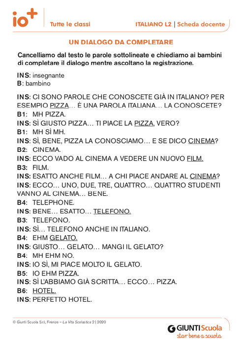 Un dialogo da completare | Giunti Scuola