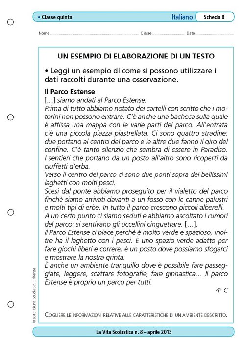 Un esempio di elaborazione di un testo | Giunti Scuola Un esempio di elaborazione di un testo | Giunti Scuola