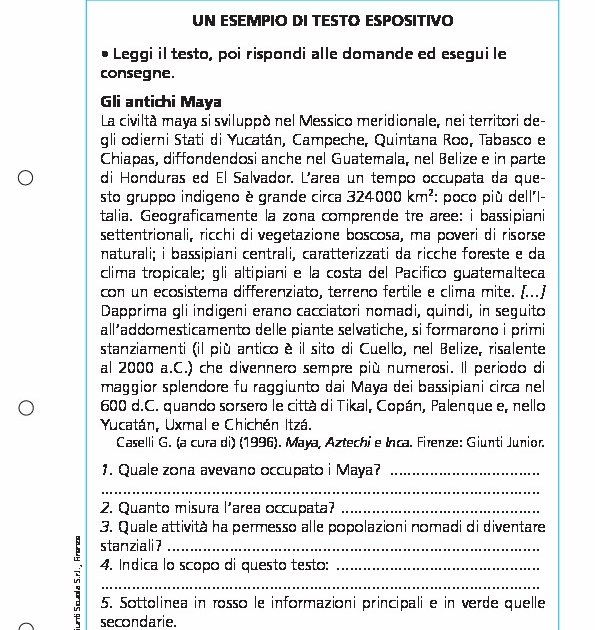 Un esempio di testo espositivo Giunti Scuola