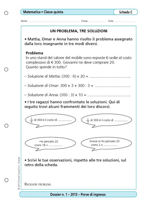 Un problema, tre soluzioni | Giunti Scuola Un problema, tre soluzioni | Giunti Scuola
