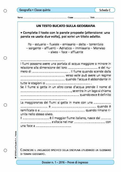 Un testo bucato sulla geografia | Giunti Scuola Un testo bucato sulla geografia | Giunti Scuola