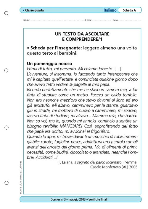Un testo da ascoltare e comprendere/1 | Giunti Scuola Un testo da ascoltare e comprendere/1 | Giunti Scuola
